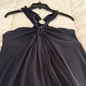 LOFT Navy Strapless Dress with Ring Accent